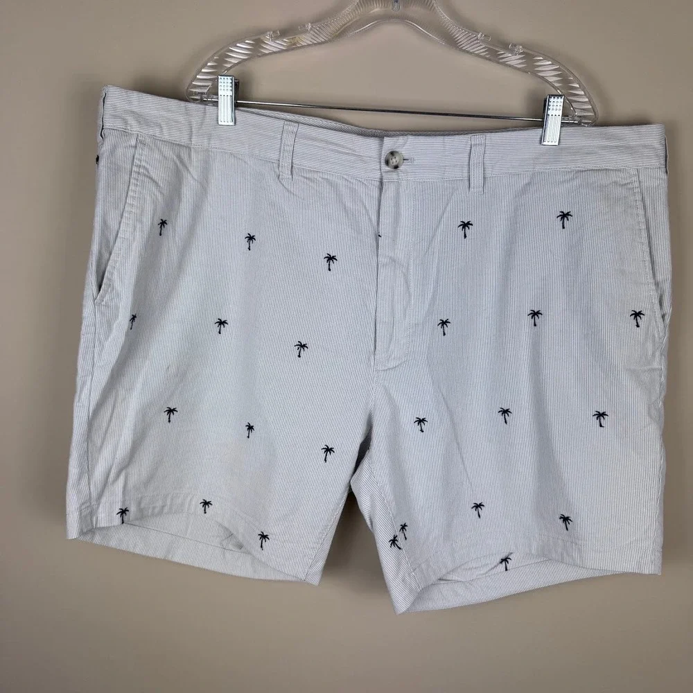 Bonobos Pin Striped Palm Tree Embroidered‎ Shorts Casual Menswear